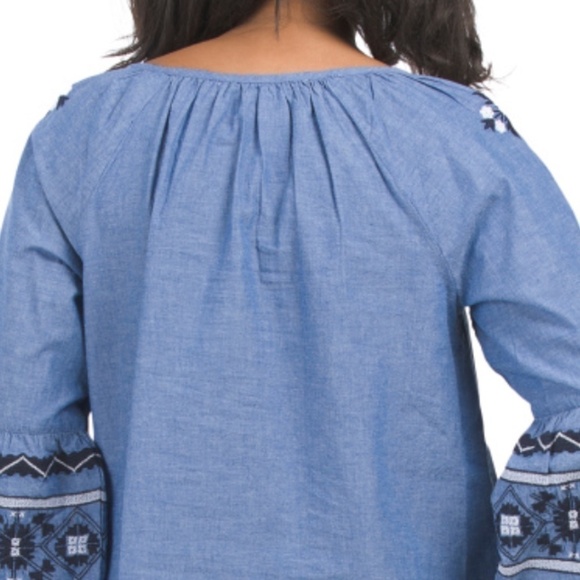 NWT LUCKY & COCO Embroidered BLUE Blouse New With Tag Size US XL - Picture 5 of 7